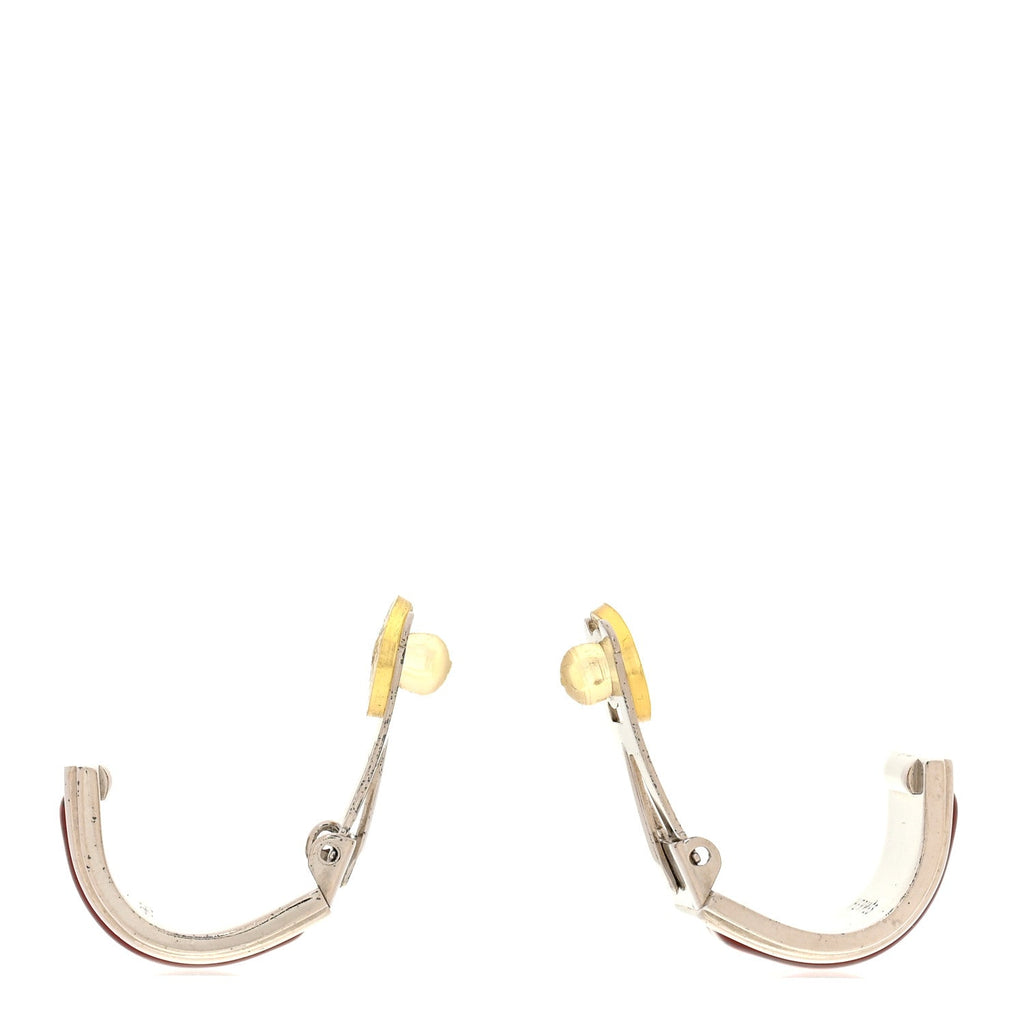 Enamel Printed Chaine d'Ancre Clip On Earrings Silver