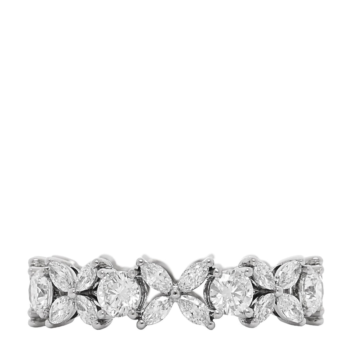 Platinum Diamond Victoria Alternating Band Ring 55 7.25