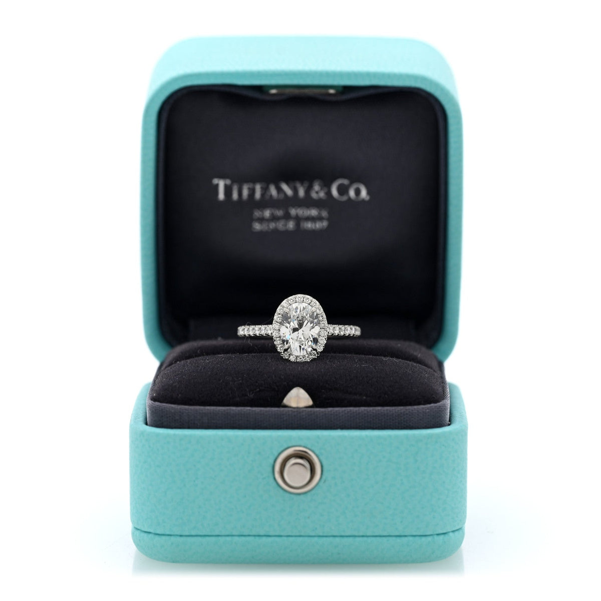 Platinum Diamond 1.06ct Soleste Oval Cut Halo Engagement Ring 46 3.75