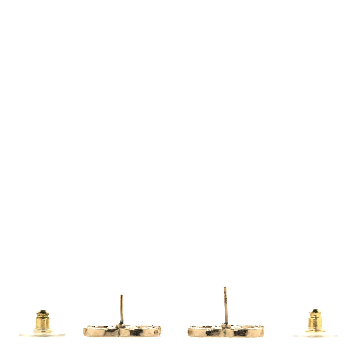 Metal Scarab CC Earrings Light Gold