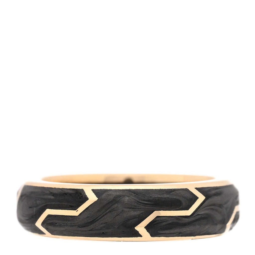 18K Yellow Gold 6mm Forged Carbon Band Ring 53 6.5