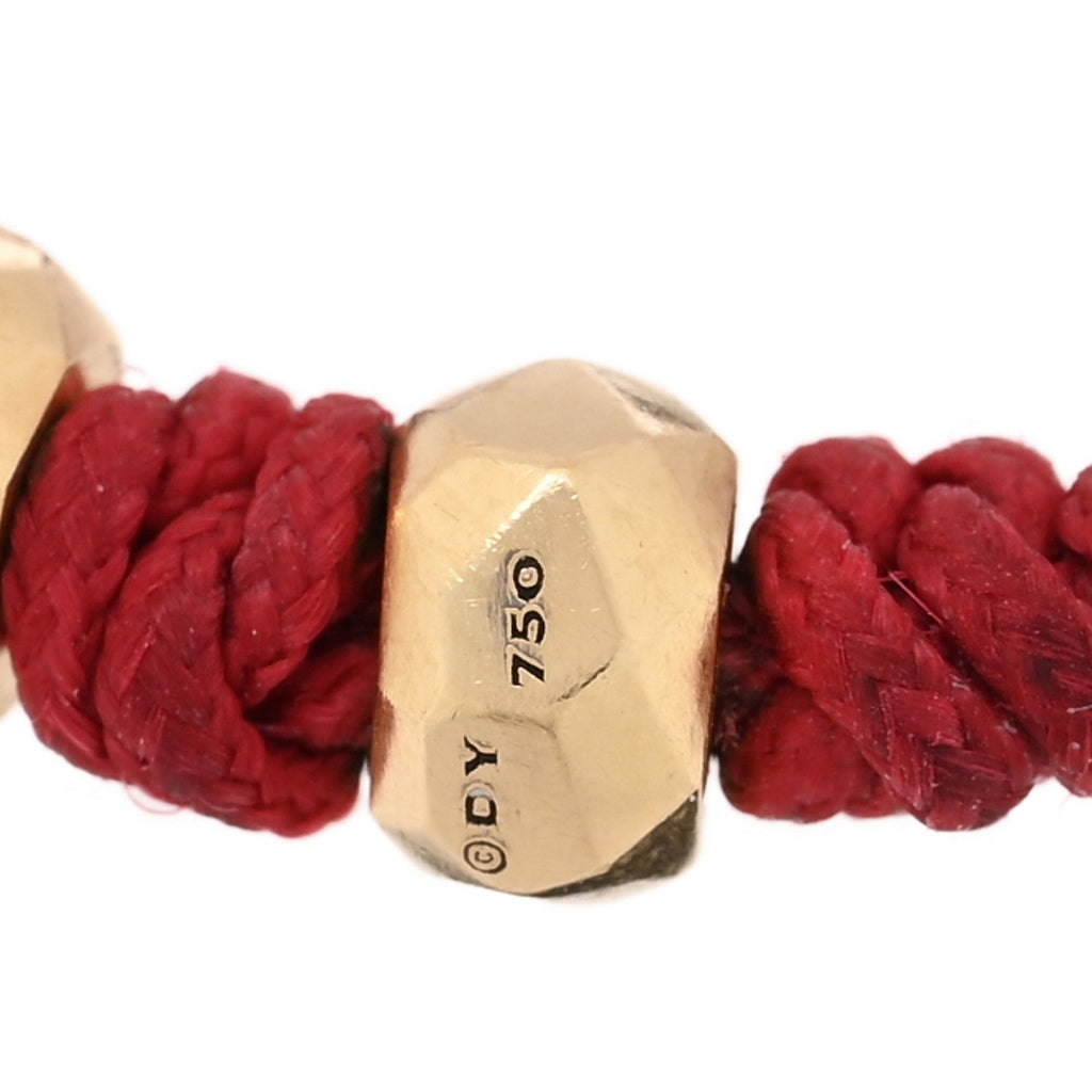18K Yellow Gold Nylon Fortune Woven Bracelet Red