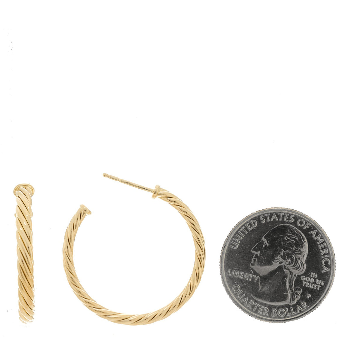 18K Yellow Gold Small Cablespira Hoop Earrings