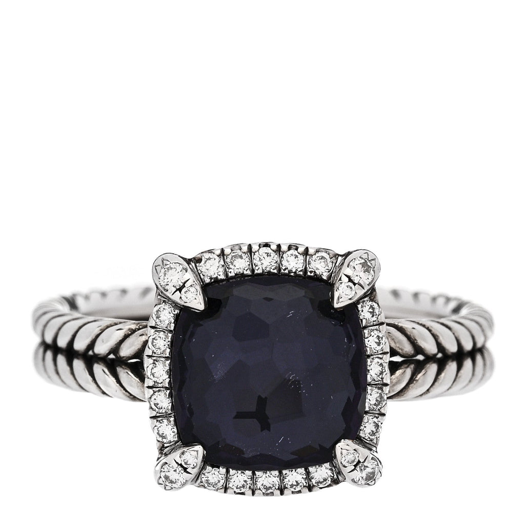 Sterling Silver Diamond Black Orchid 9mm Chatelaine Pave Bezel Ring  57 8