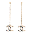 Crystal CC Drop Earrings Pink Grey Gold