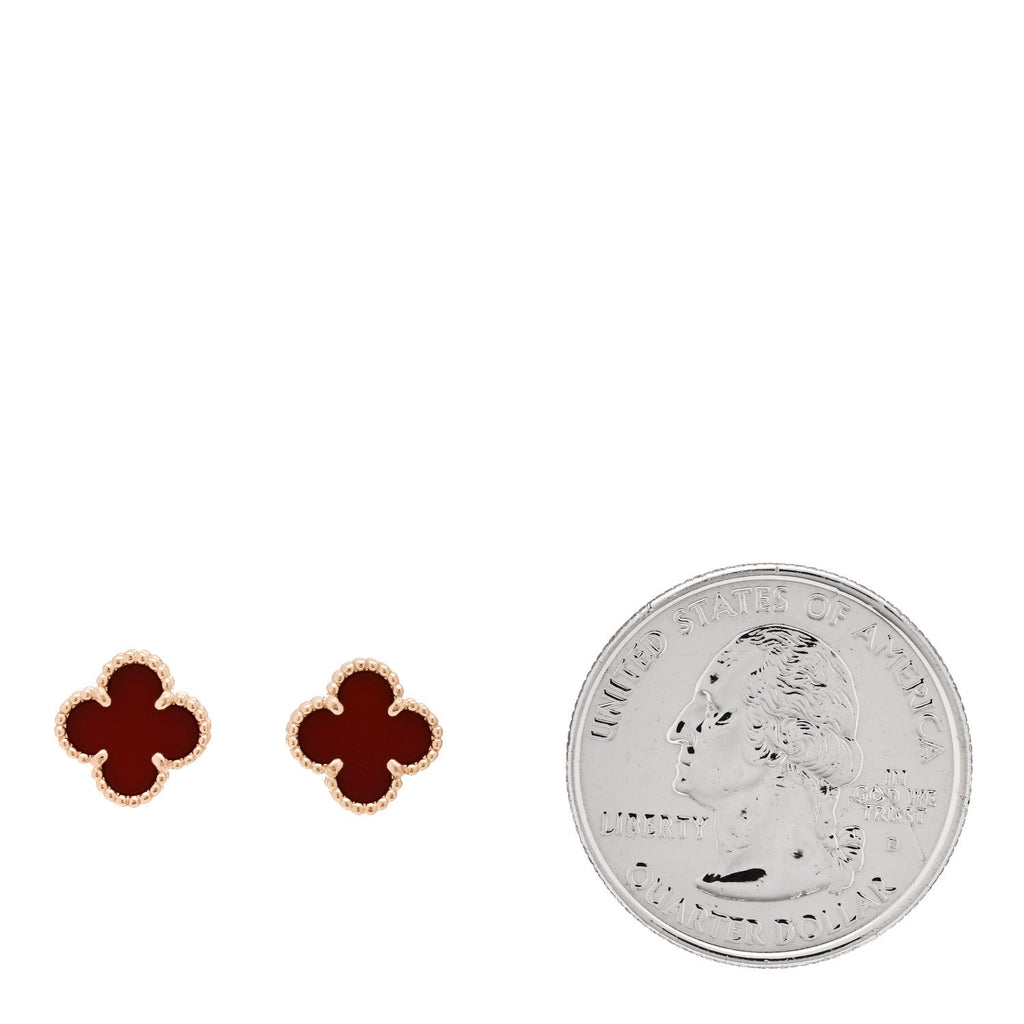 18K Rose Gold Carnelian Sweet Alhambra Earrings