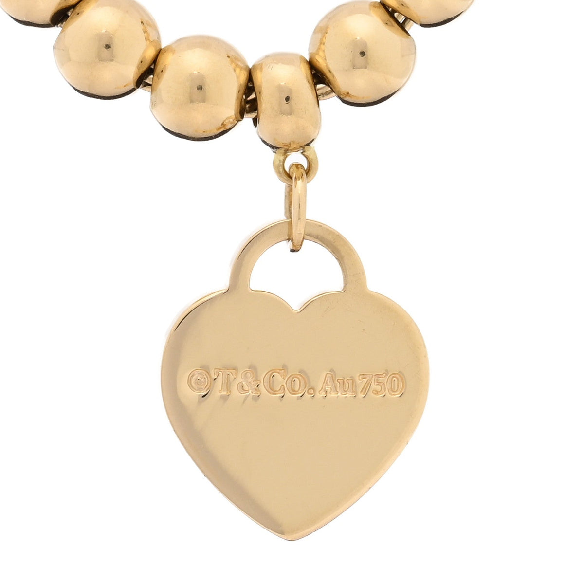 18K Yellow Gold 4mm Return To Tiffany Bead Heart Tag Bracelet