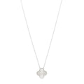18K White Gold Diamond Guilloche Vintage Alhambra Pendant Necklace