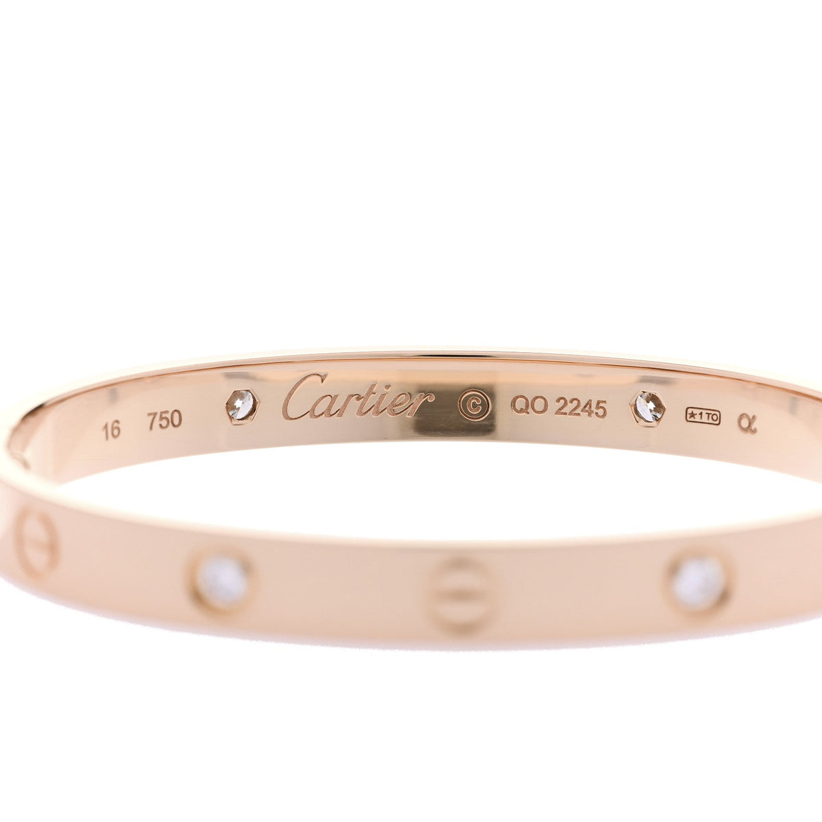 18K Pink Gold 4 Diamond LOVE Bracelet 16