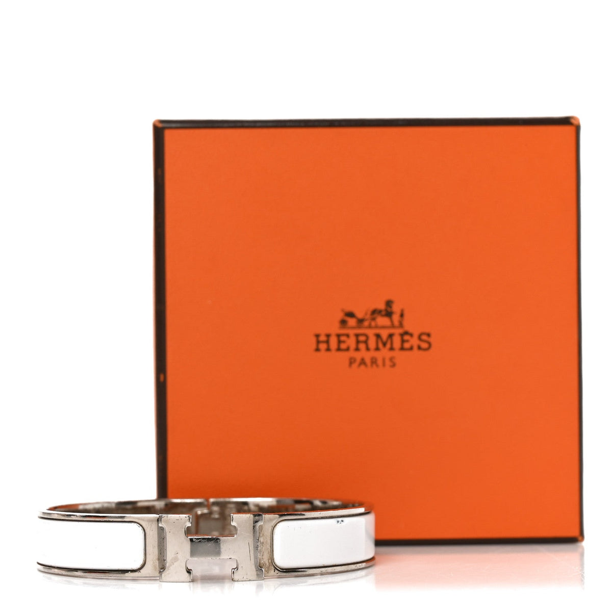 Enamel Narrow Clic Clac H Bracelet GM White