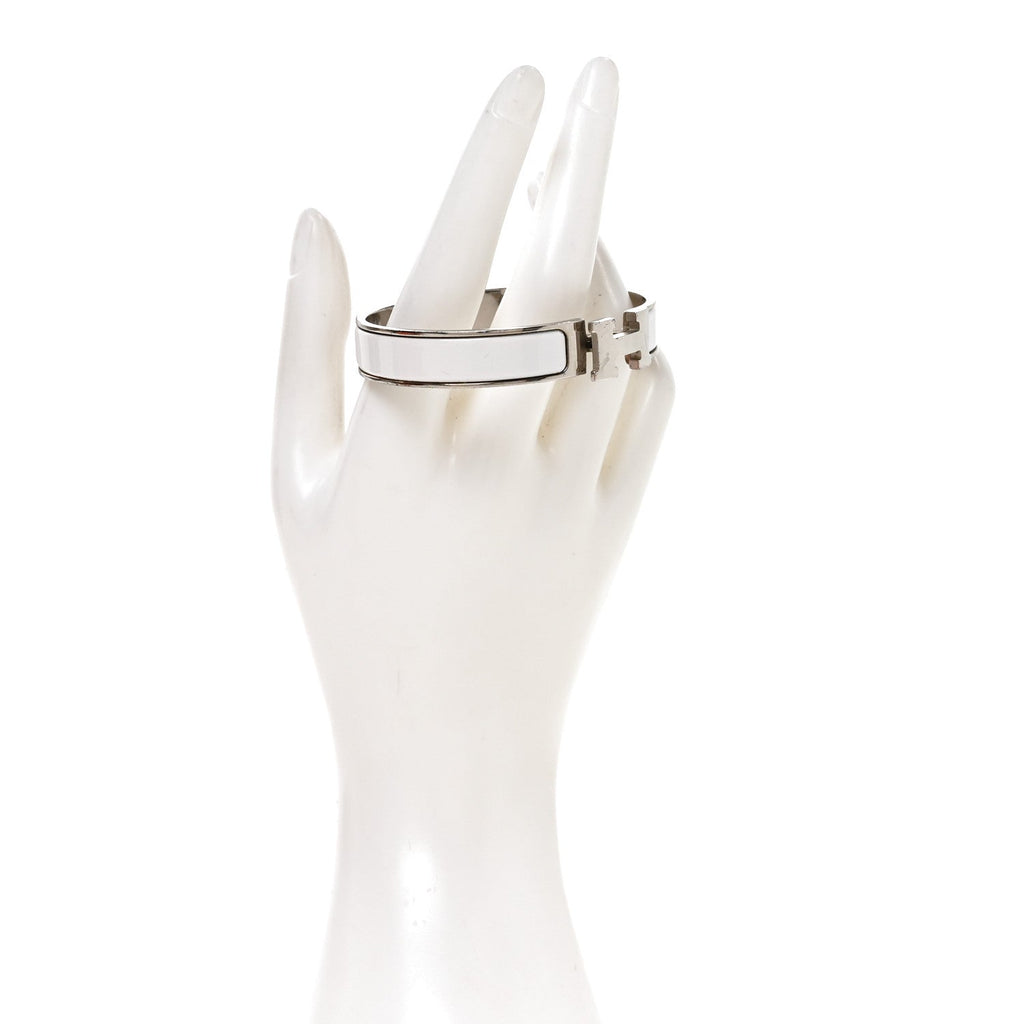 Enamel Narrow Clic Clac H Bracelet GM White