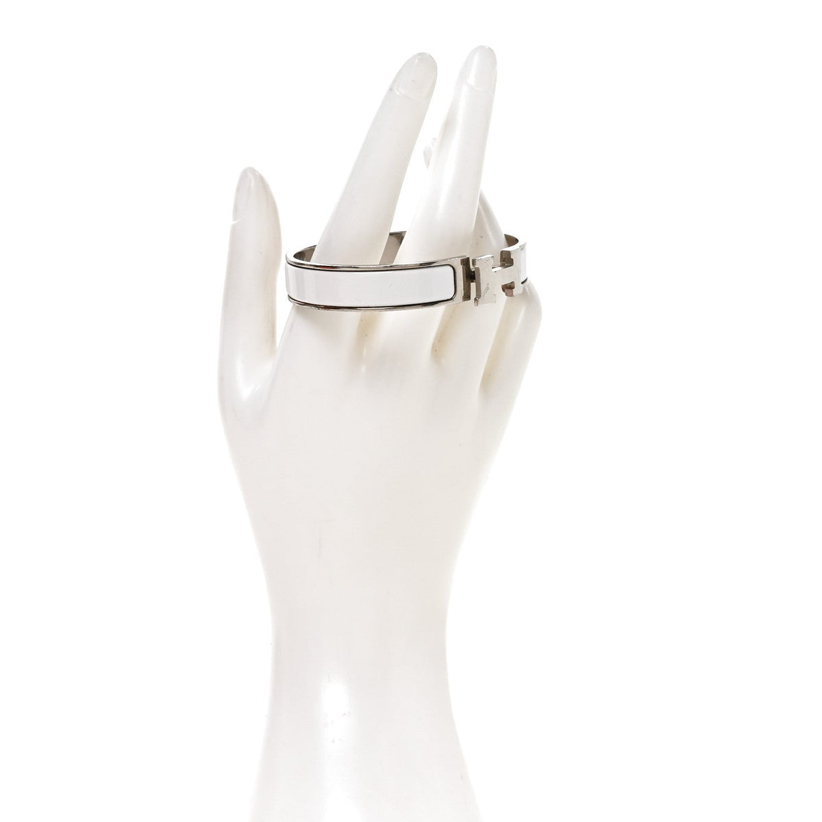 Enamel Narrow Clic Clac H Bracelet GM White