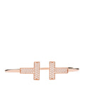 18K Rose Gold Diamond Tiffany T Wide Wire Bracelet