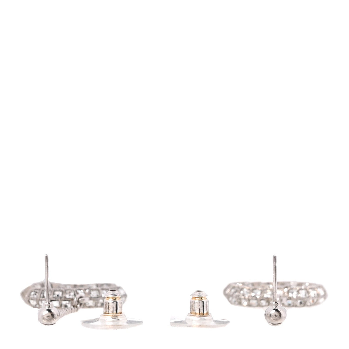 Baguette Crystal CC Drop Earrings Silver