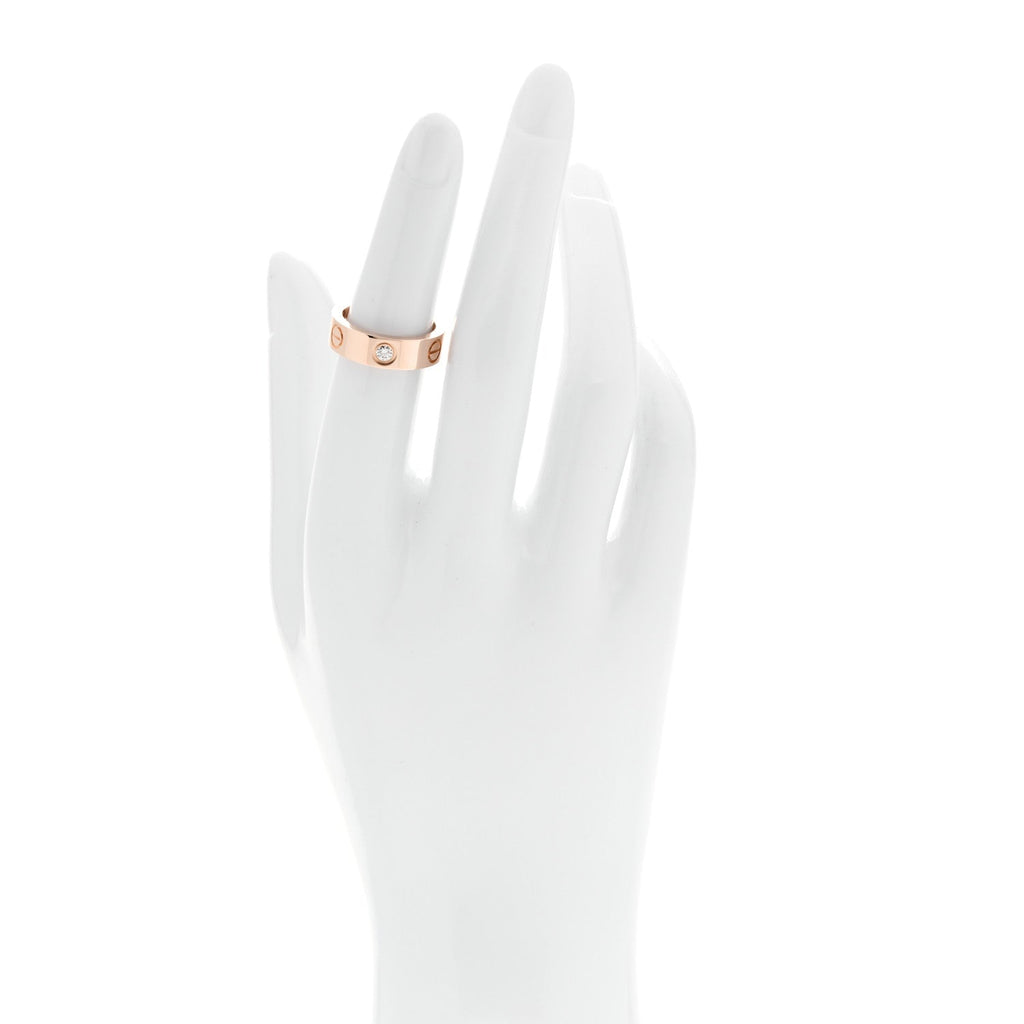 18K Pink Gold 3 Diamond 5.5mm LOVE Ring 50 5.25