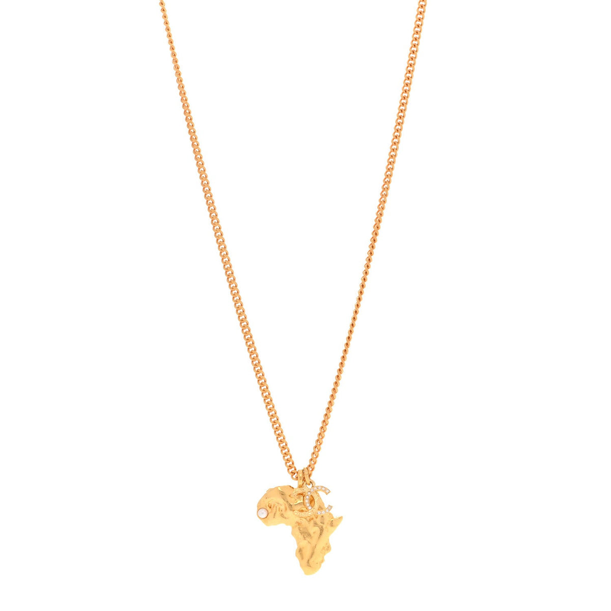 Crystal Pearl CC Africa Pendant Necklace Gold White