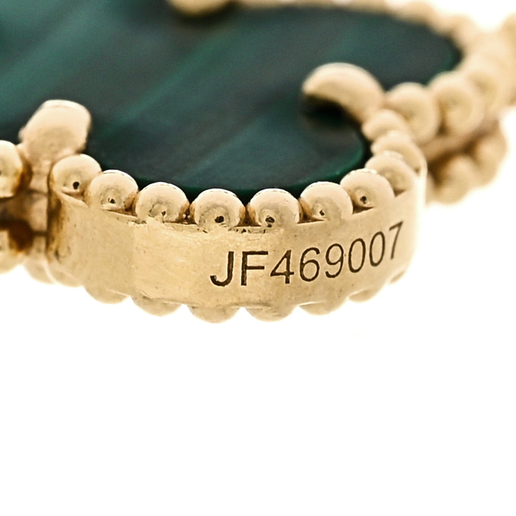 18K Yellow Gold Malachite 5 Motifs Vintage Alhambra Bracelet