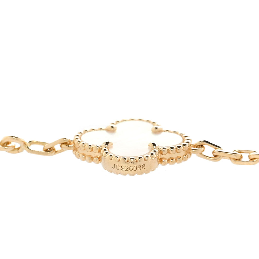 18K Yellow Gold Mother of Pearl 10 Motifs Vintage Alhambra Necklace