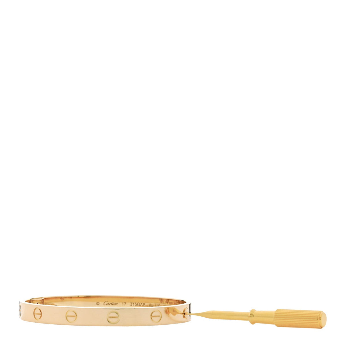 18K Yellow Gold LOVE Single Screw Bracelet 17