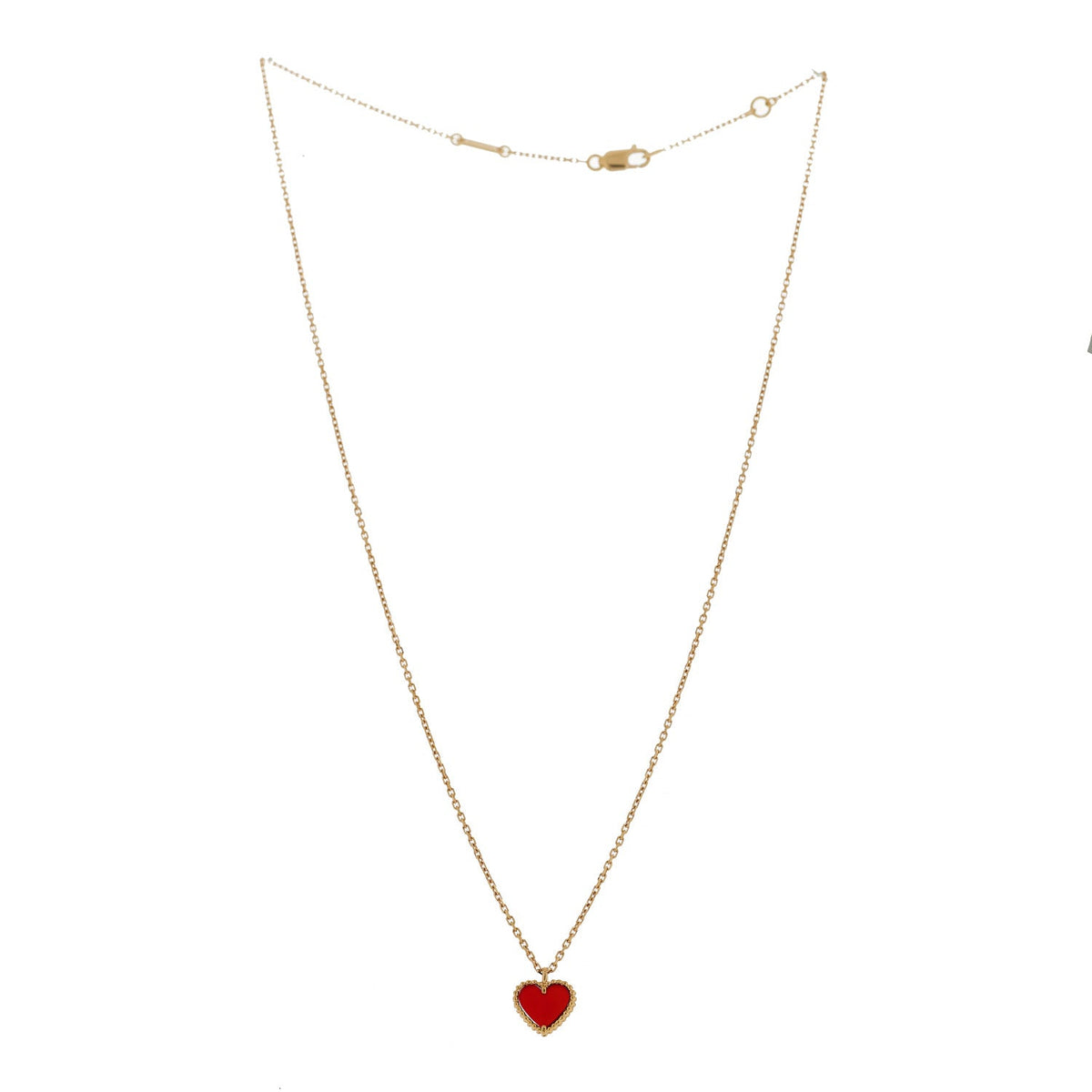 18k Rose Gold Carnelian Sweet Alhambra Heart Pendant Necklace