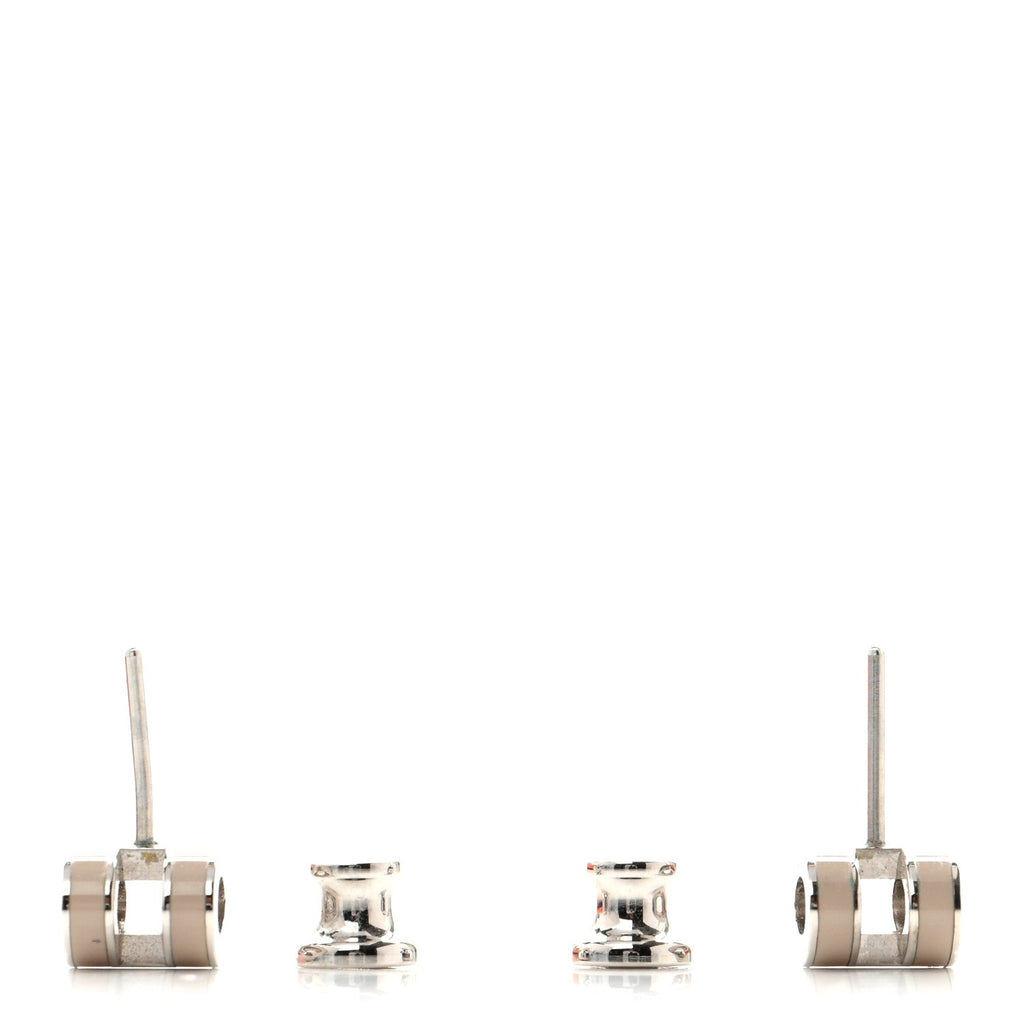 Palladium Lacquered Mini Pop H Earrings Marron Glace