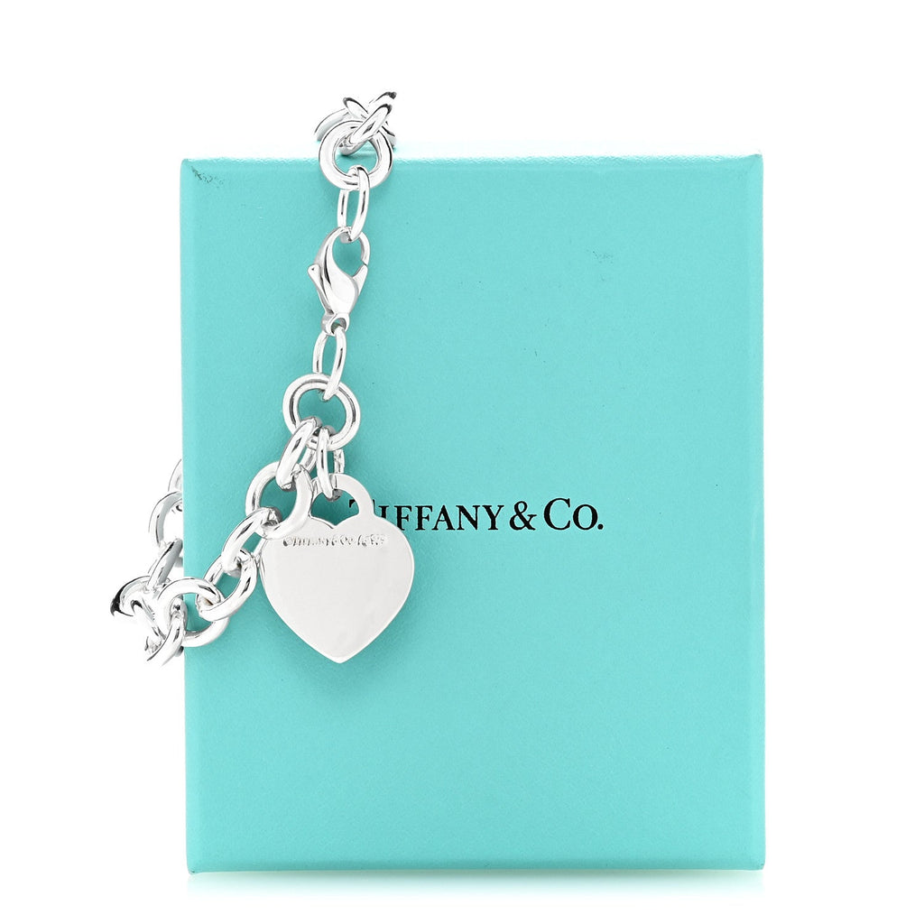 Sterling Silver Heart Tag Charm Bracelet
