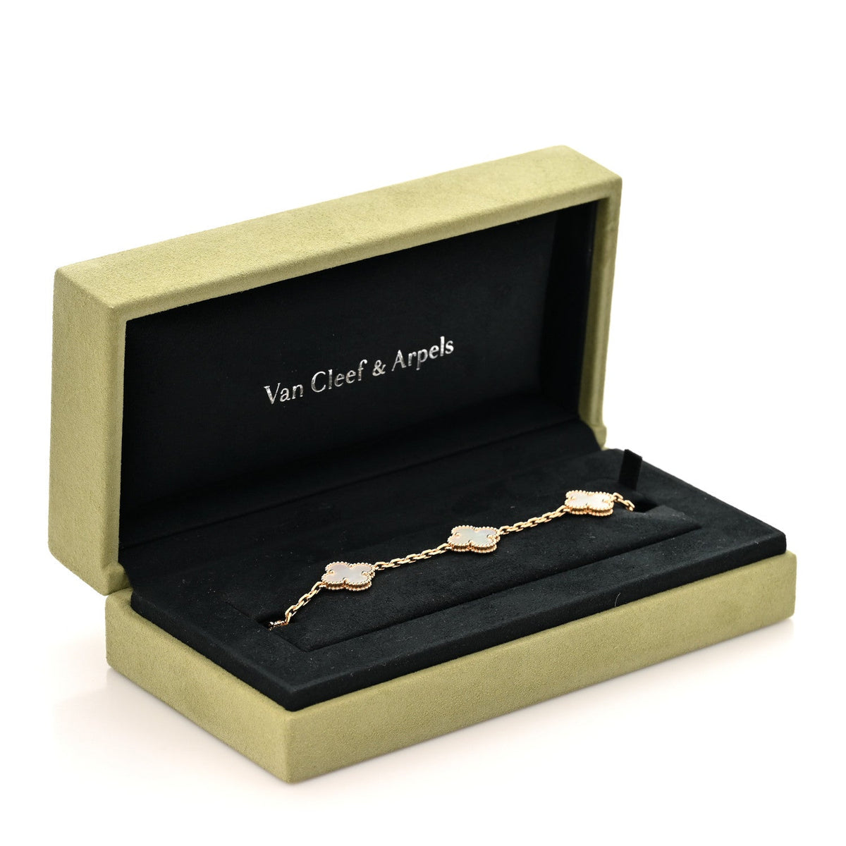 18K Yellow Gold Mother of Pearl 5 Motifs Vintage Alhambra Bracelet