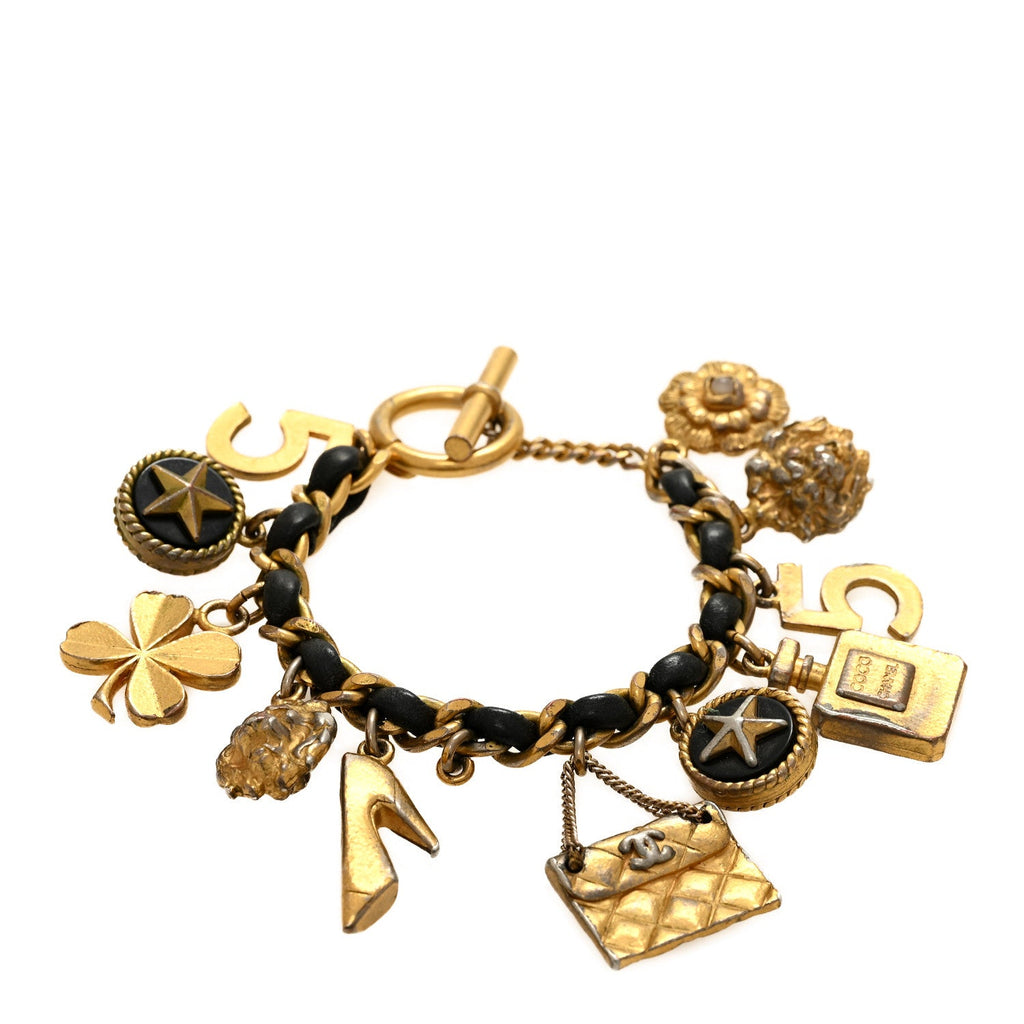 Metal Lambskin Lucky Charm Bracelet Gold