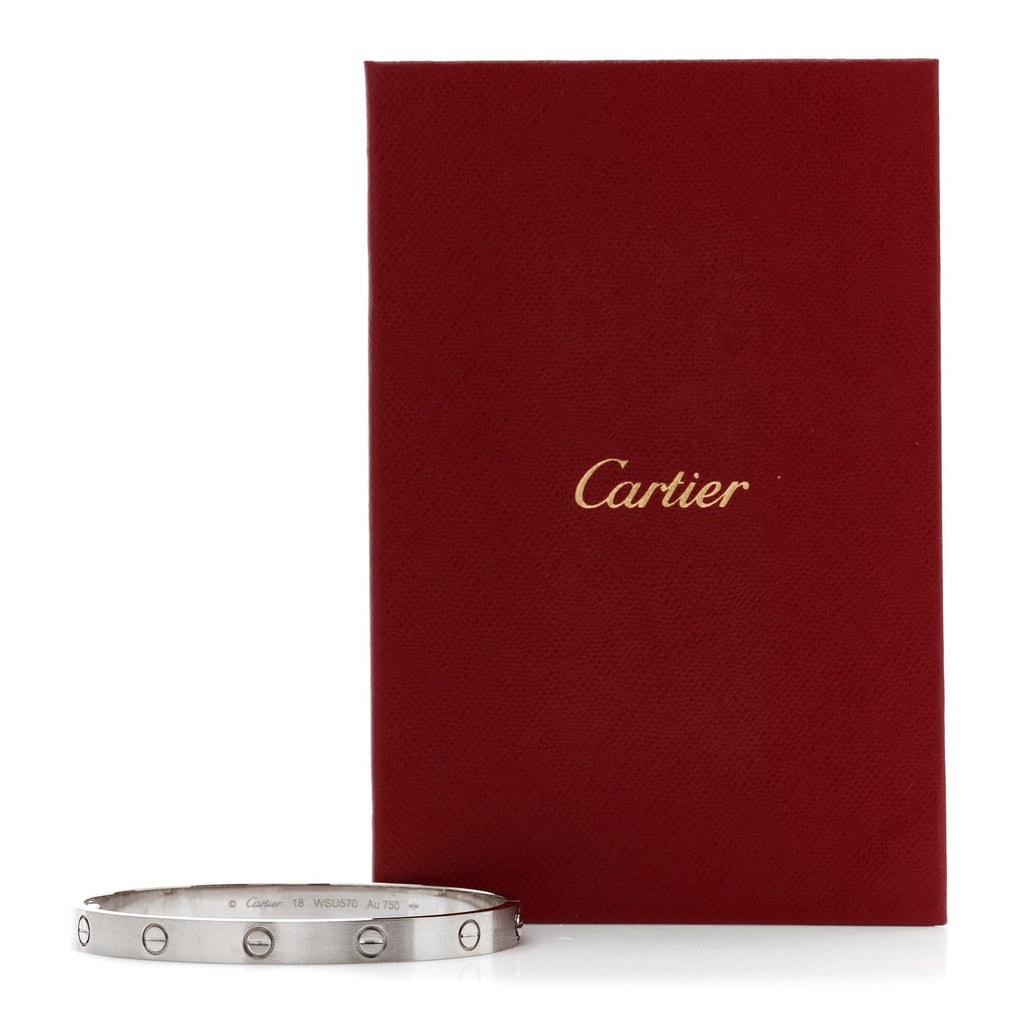 18K White Gold Brushed Finish LOVE Bracelet 18