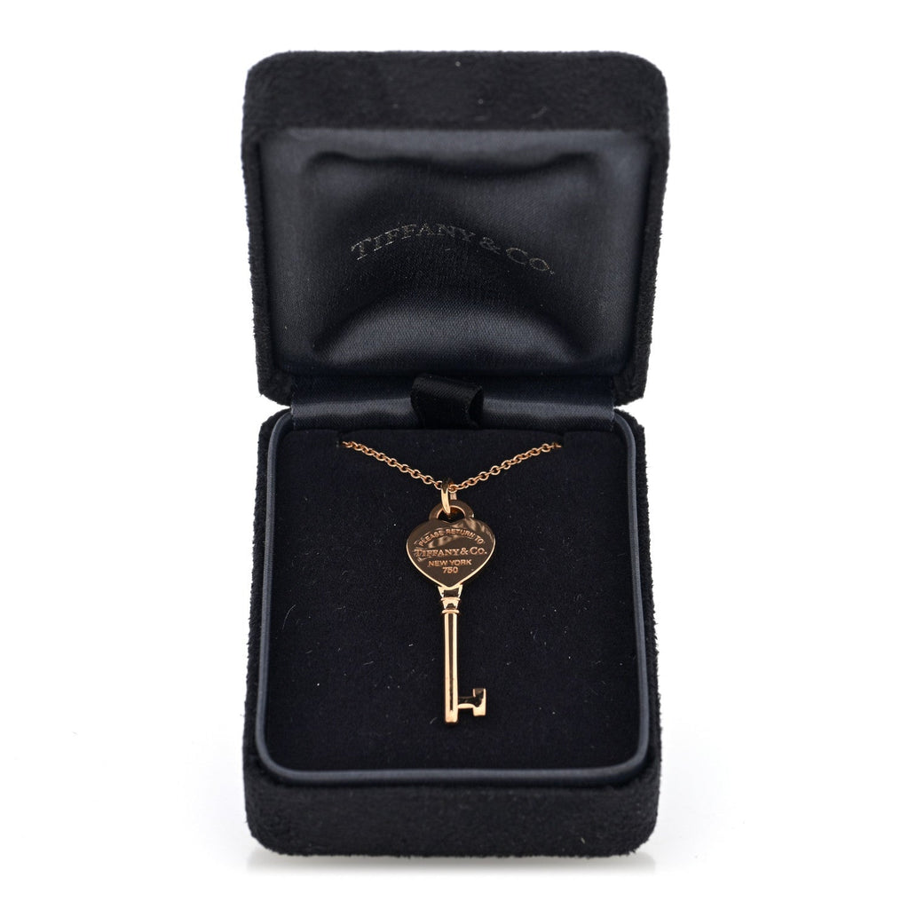 18K Rose Gold Return To Tiffany Heart Key Pendant Necklace