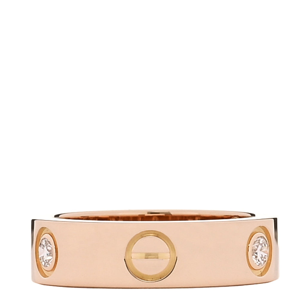 18K Pink Gold 3 Diamond 5.5mm LOVE Ring 53 6.5