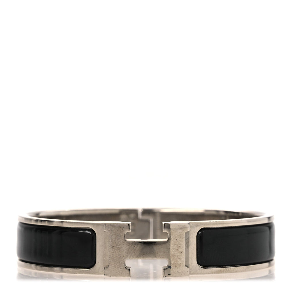 Enamel Narrow Clic Clac H Bracelet PM Black
