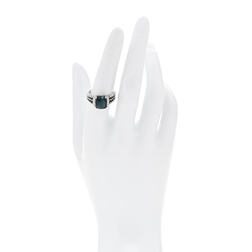 Sterling Silver Diamond Hampton Blue Topaz 10mm Petite Wheaton Ring 54 7