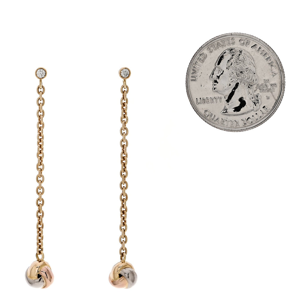 18K Pink Yellow White Gold Baby Trinity Drop Earrings