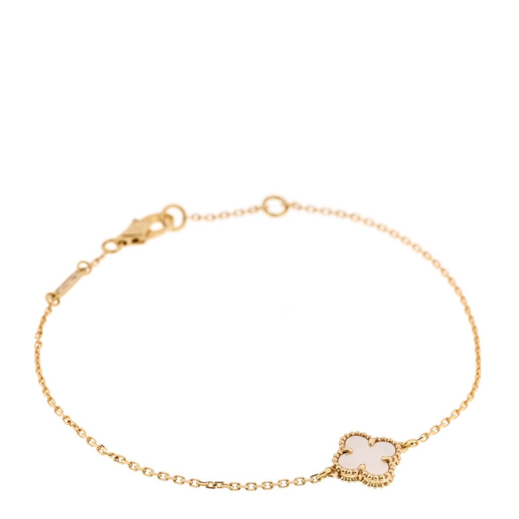 18K Yellow Gold Mother of Pearl Sweet Alhambra Bracelet