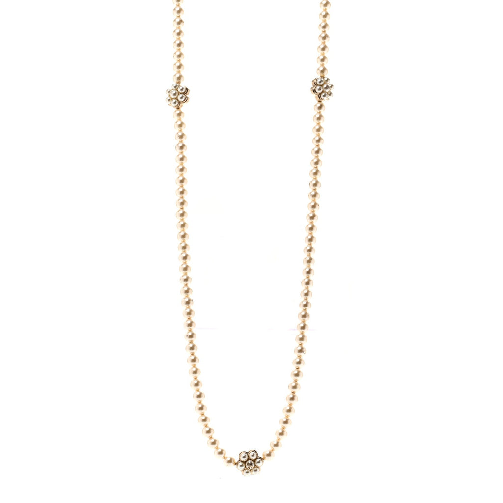 Pearl CC Camellia Long Necklace Gold