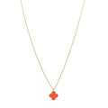18K Rose Gold Carnelian Sweet Alhambra Pendant Necklace