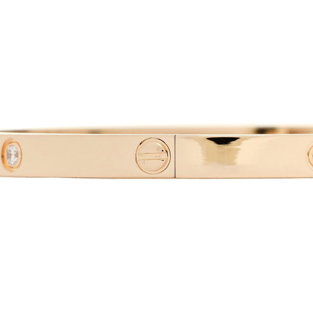 18K Yellow Gold 6 Diamond Small LOVE Bracelet 17