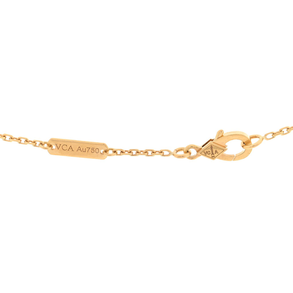 18K Yellow Gold Diamond Vintage Alhambra Pendant Necklace