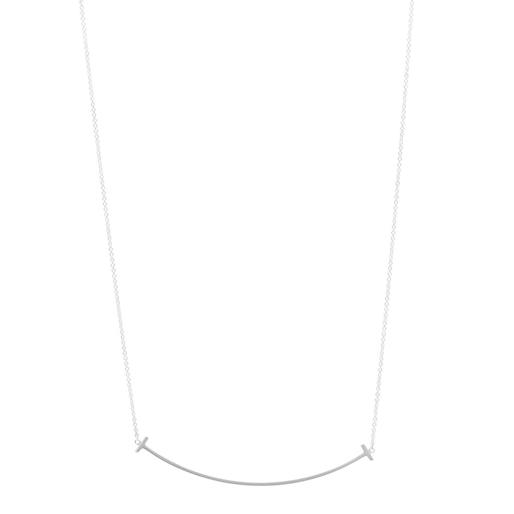 Sterling Silver Large T Smile Pendant Necklace