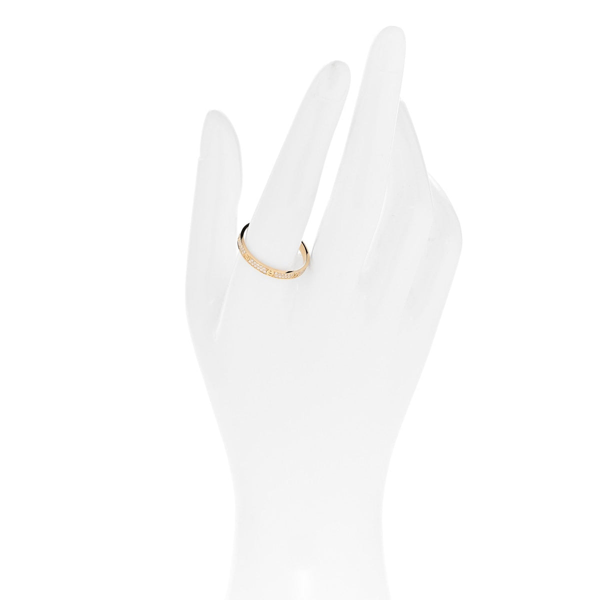 18K Yellow Gold Diamond 2.6mm LOVE Paved Band Ring 62 10