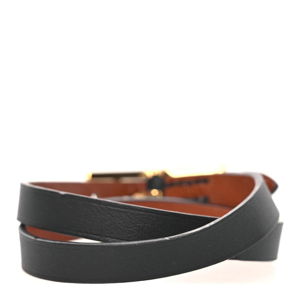 Swift Tadelakt Behapi Double Tour Reversible Bracelet T2 Black Fauve