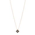 18K Rose Gold Diamond Silver Obsidian Vintage Alhambra Pendant Necklace