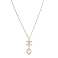 Crystal Pearl CC Lace Camellia Necklace  Gold