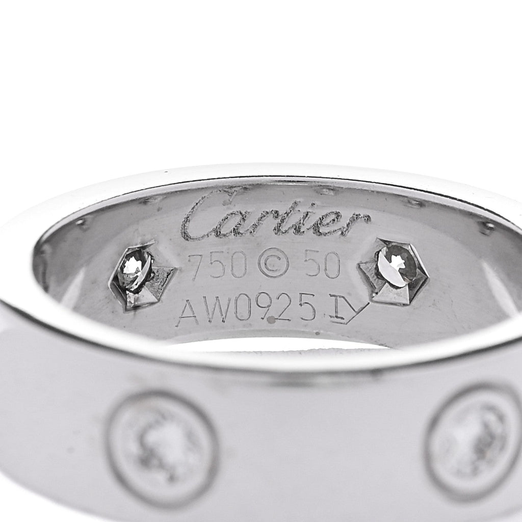 18K White Gold Gold 6 Diamond 5.5mm LOVE Ring 50 5.25