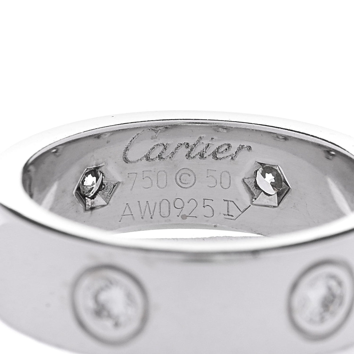 18K White Gold Gold 6 Diamond 5.5mm LOVE Ring 50 5.25