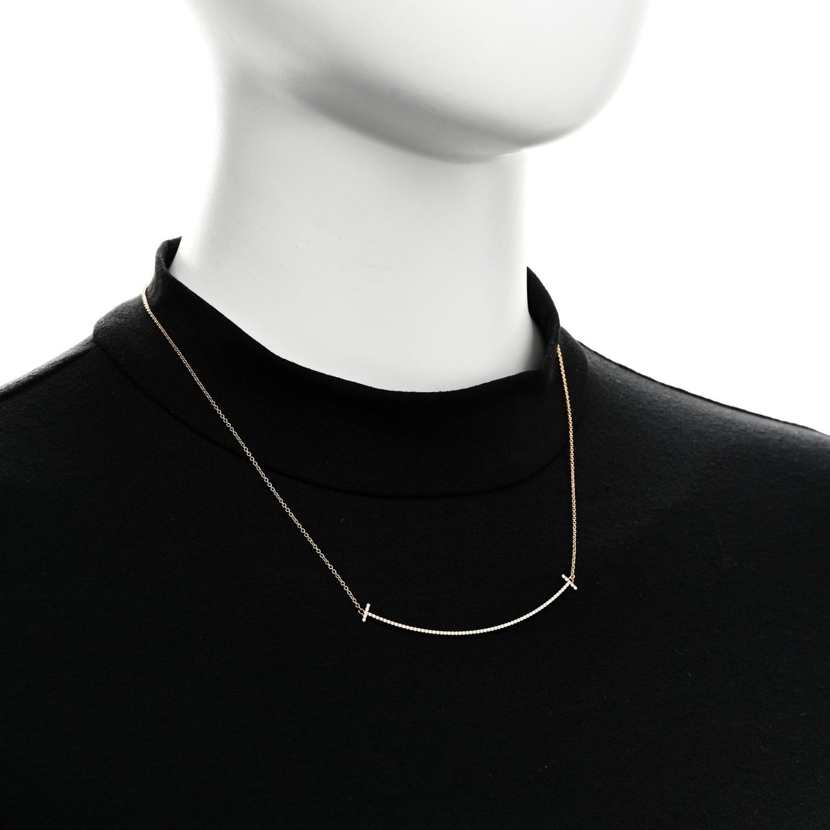 18K Yellow Gold Diamond Large T Smile Pendant Necklace