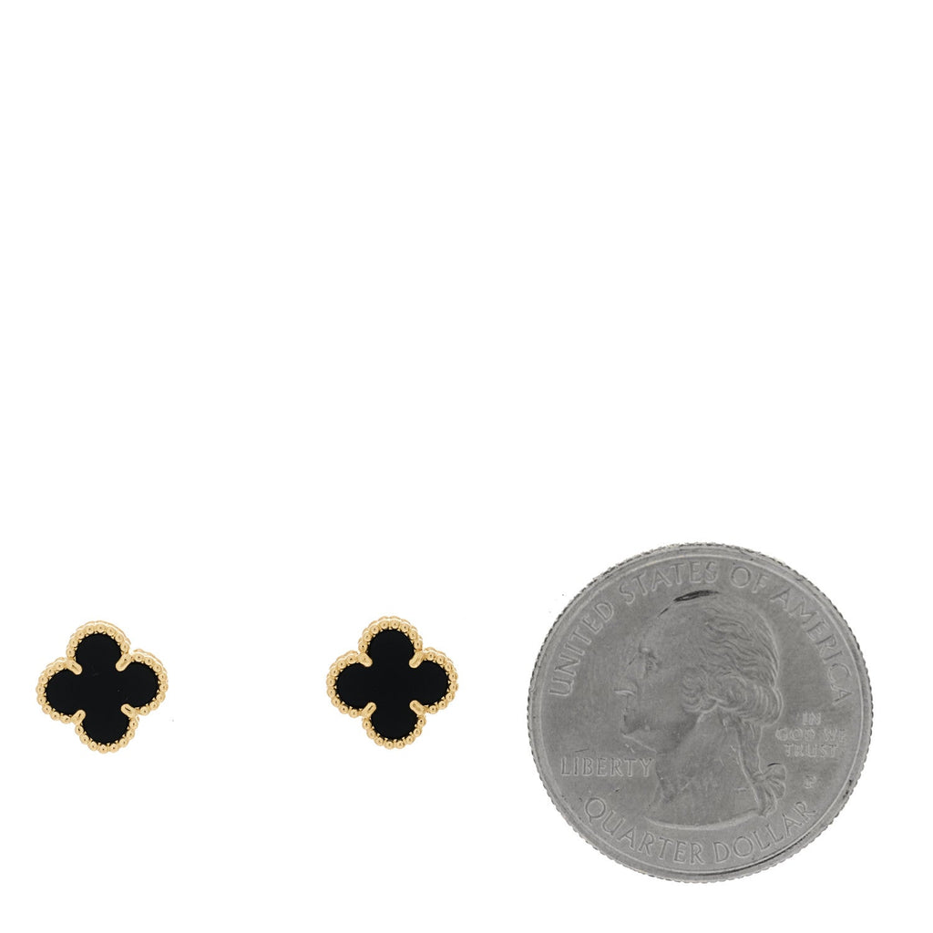 18K Yellow Gold Black Onyx Sweet Alhambra Earrings
