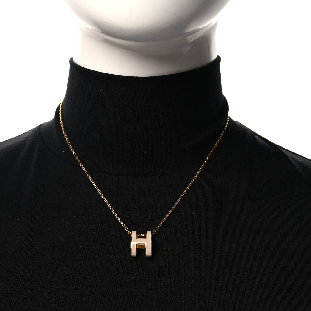 Lacquered Gold Pop H Pendant Necklace Marron Glace