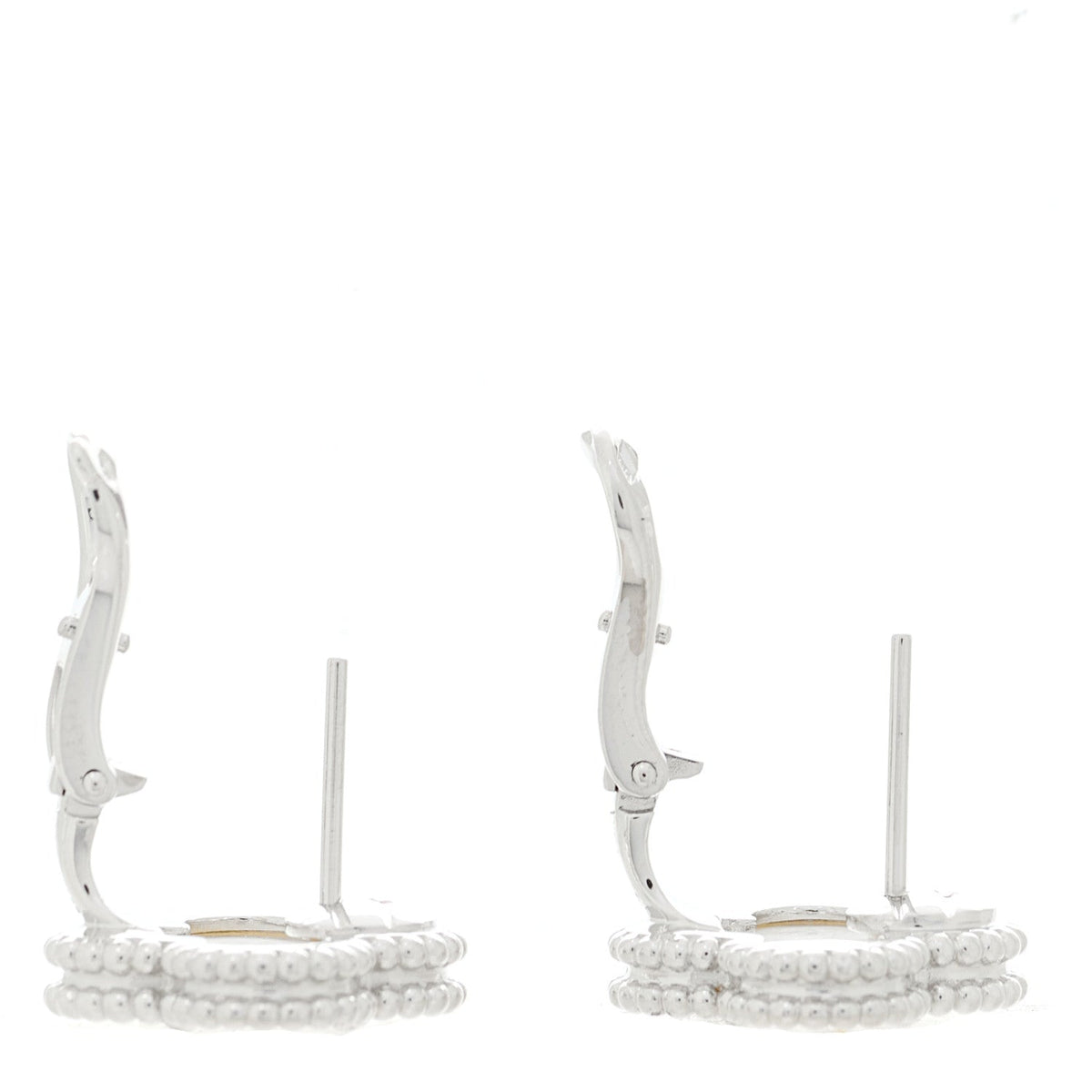 18K White Gold Mother of Pearl Vintage Alhambra Earrings